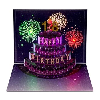 Surprise Birthday Card 3D Light-Up with Interactive Cake & Customizable Numbers