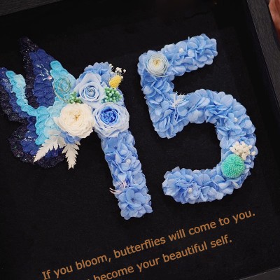 Black Personalized Preserved Flower Number Frame