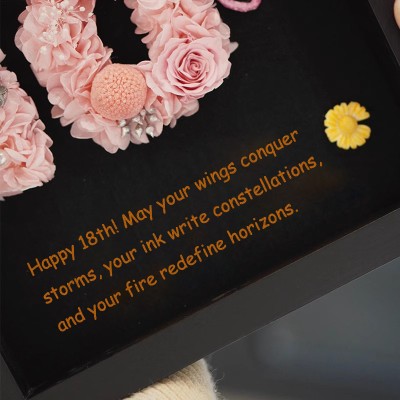 Black Personalized Preserved Flower Number Frame
