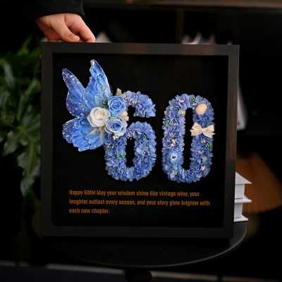 Black Personalized Preserved Flower Number Frame