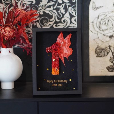 Black Personalized Preserved Flower Number Frame