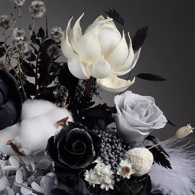 Dark & Classic Preserved Rose Bouquet in Acrylic Box