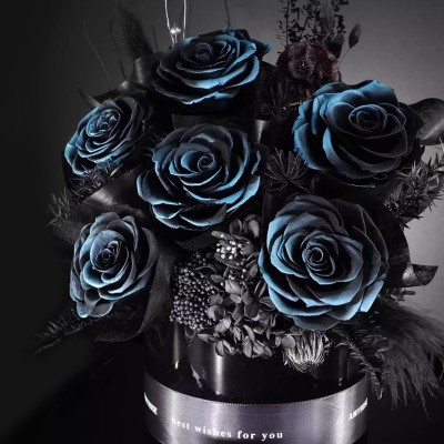 Dark & Classic Preserved Rose Bouquet in Acrylic Box