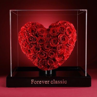 Romantic Preserved Rose Heart in Acrylic Box - Pink or Red Romantic Preserved Rose Heart in Acrylic Box - Pink or Red