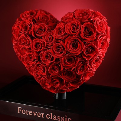 Romantic Preserved Rose Heart in Acrylic Box - Pink or Red Romantic Preserved Rose Heart in Acrylic Box - Pink or Red