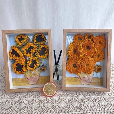 Framed Preserved Sunflower Art - Two Floral Styles