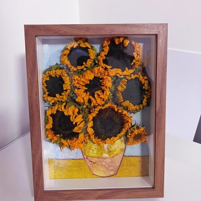 Framed Preserved Sunflower Art - Two Floral Styles